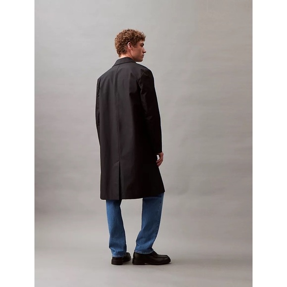 RARE ✨ Calvin Klein Black Car Coat Removable Tan Wool Cashmere Liner, Size Large - Picture 1 of 12